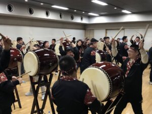 企業向け和太鼓体験の基本練習