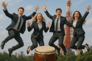 米国企業和太鼓体験のベストショット